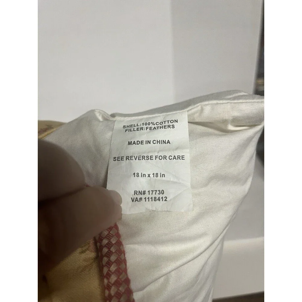 Waverly Sonata Harbor House Pillow 18” Rose Floral Check With Down Pillow Insert